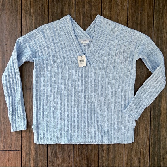 NWT J. Jill Chenille Knit Sweater Baby Powder Blue XS Coastal Grandma Boxy Chic - Picture 1 of 9